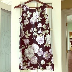 Vintage 90s Satin Black floral mini dress